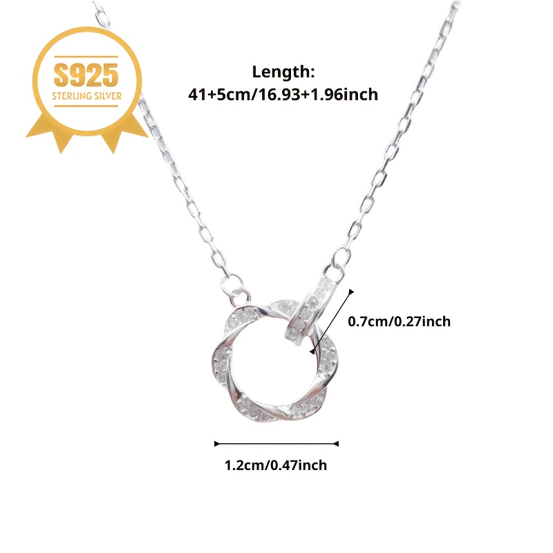 Women's 925 Silver Hypoallergenic Möbius Ring Choker Necklace